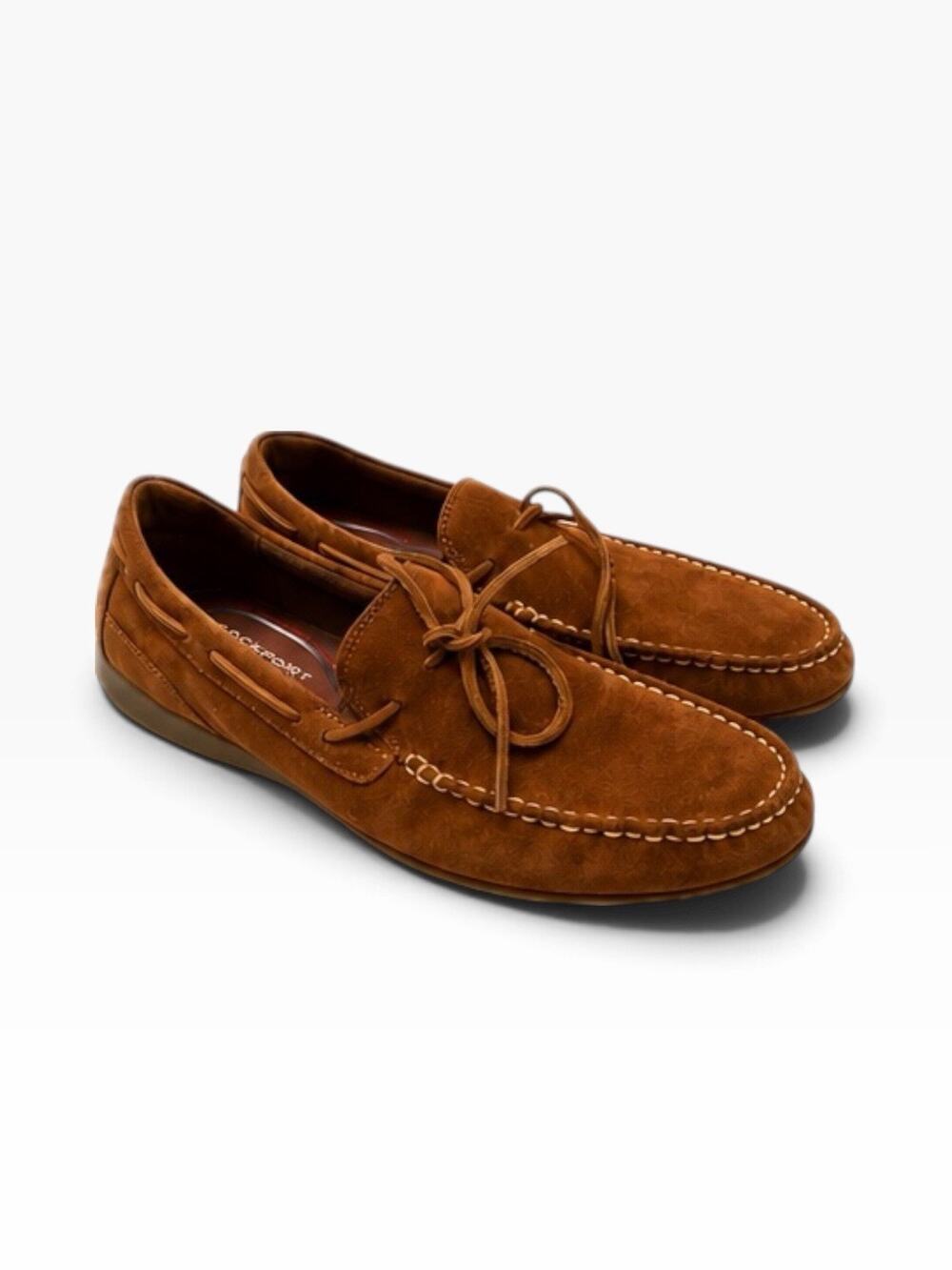 RockPort Size 11 Suede Loafers Slip On S. Reebok Soles Brown Shoes Mens